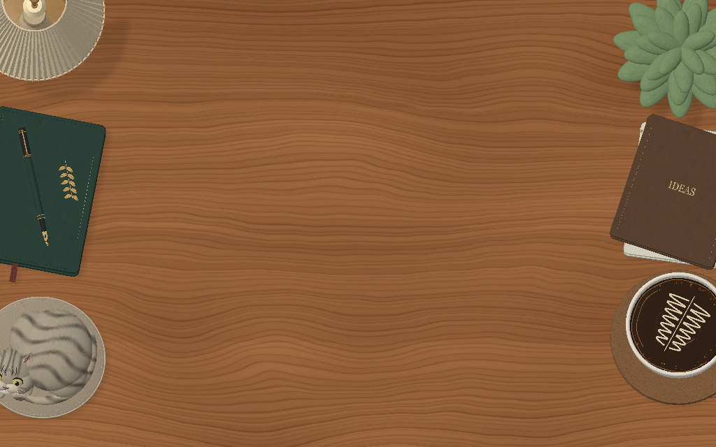 Walnut · warm workspace — 3D environments